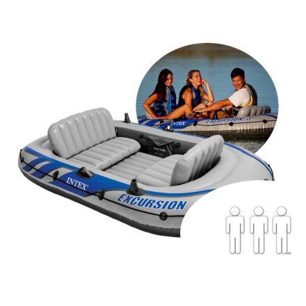 Трехместная надувная лодка Intex 68319 Excursion 3 Set, 262 х 157 х 42 см, с веслами и насосом - 10