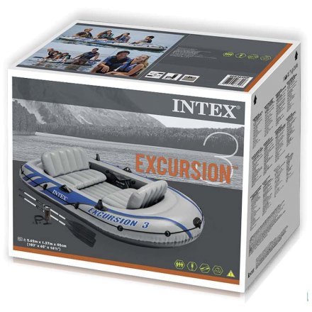 Трехместная надувная лодка Intex 68319 Excursion 3 Set, 262 х 157 х 42 см, с веслами и насосом - 11
