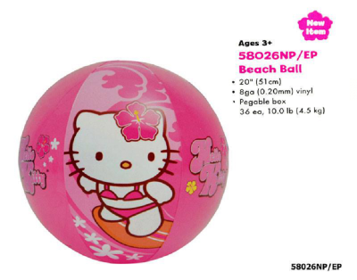 Надувний м\'яч Intex 58026 Hello Kitty для гри на воді, 51 см - 5