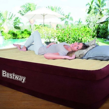 Надувная флокированная кровать Bestway 67492, бежевая, встроенный электронасос, 97 х 191 х 43 см - 5