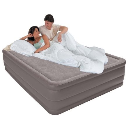 Велюровая надувная кровать Intex 67954, бежевая, встроенный электронасос, 152 х 203 х 51 см - 3