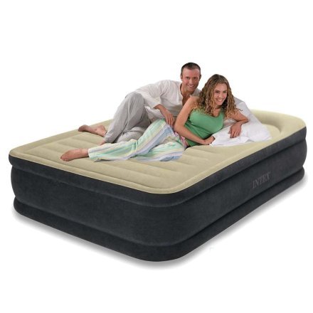 Велюровая надувная кровать Intex 64408, бежевая, встроенный электронасос  152 х 203 х 51 см - 3