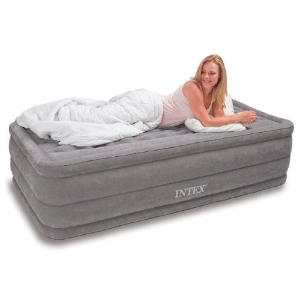 Надувная флокированная кровать Intex 67952, бежевая, встроенный электронасос, 99 х 191 х 46 см - 3