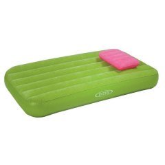 Надувний матрац односпальний з подушкою Intex 66801, зелений, для дітей 88 х 157 х 18 см