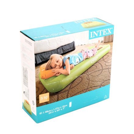 Надувний матрац односпальний з подушкою Intex 66801, зелений, для дітей 88 х 157 х 18 см - 2