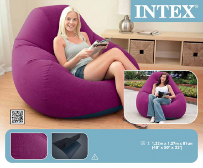 Надувное кресло Intex 68584, бордовое, 122 х 127 х 81 см - 9