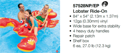 Дитячий надувний плотик для катання Intex 57528 «Лобстер», 213 х 137 см - 4