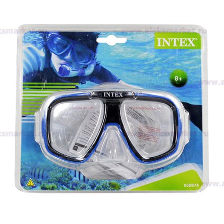 Маска для плавания Intex 55974, M (8+) 55 см, синяя - 11