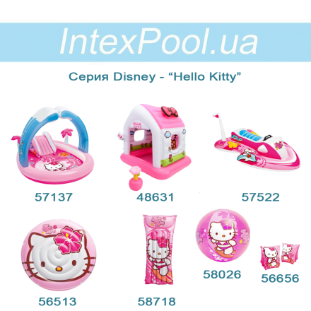 Надувний м\'яч Intex 58026 Hello Kitty для гри на воді, 51 см - 10