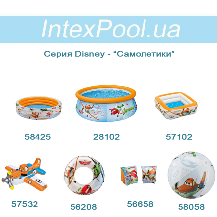 Дитяче надувне коло для плавання Intex 56208 «Літаки», 61 см - 9