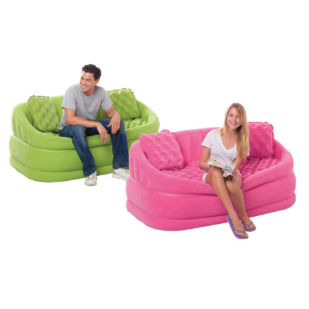 Надувной диван Intex 68573, 157 х 86 х 69 см. Флокированный диван розовый - 4
