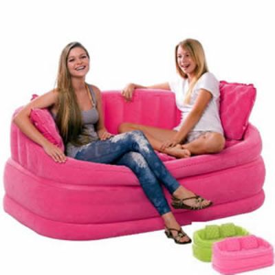 Надувний диван Intex 68573, 157 х 86 х 69 см. Флокований рожевий диван - 3