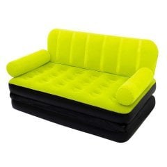 Надувной диван Bestway 67356, 188 х 152 х 64 см с электрическим насосом. Флокированный диван трансформер 2 в 1, зеленый