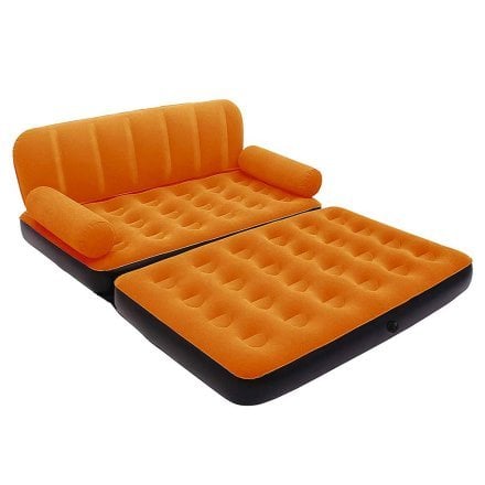 Надувной диван Bestway 67356, 188 х 152 х 64 см с электрическим насосом. Флокированный диван трансформер 2 в 1, оранжевый - 2