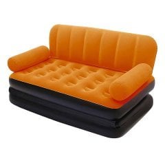 Надувной диван Bestway 67356, 188 х 152 х 64 см с электрическим насосом. Флокированный диван трансформер 2 в 1, оранжевый