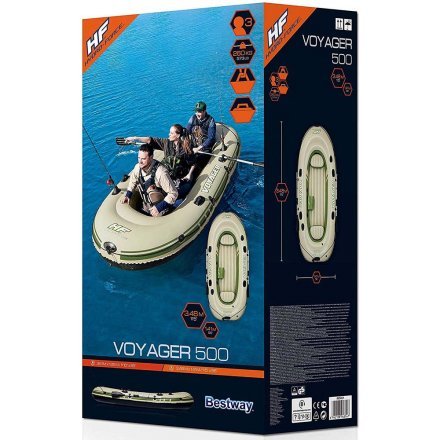 Трехместная надувная лодка Bestway 65001, Voyager 500, 348 х 141 см, бежевая,  (весла). 3-х камерная - 19