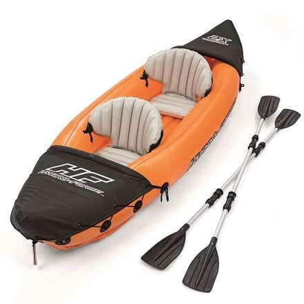 Двомісна надувна байдарка (каяк) Bestway 65077 Lite-Rapid X2 Kayak, 321 см x 88 см, помаранчева (весла) - 19