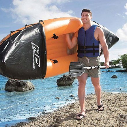 Двухместная надувная байдарка (каяк) Bestway 65077 Lite-Rapid X2 Kayak, 321 см x 88 см, оранжевая (весла) - 3