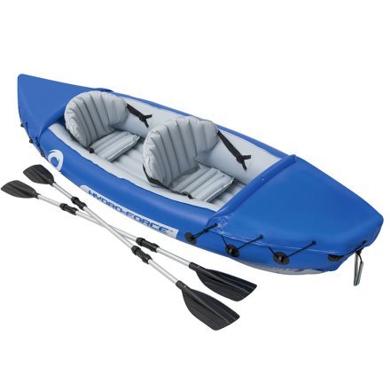 Двомісна надувна байдарка (каяк) Bestway 65077 Lite-Rapid X2 Kayak, 321 см x 88 см, з веслами, синя - 1