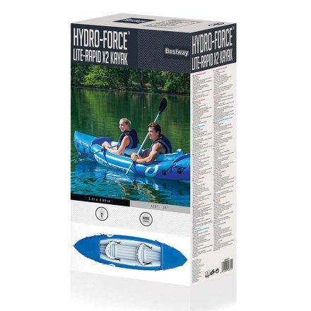 Двухместная надувная байдарка (каяк) Bestway 65077 Lite-Rapid X2 Kayak, 321 см x 88 см, с веслами, синяя - 8