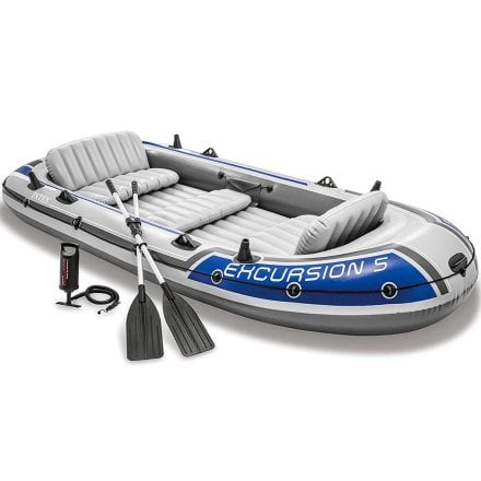 Пятиместная надувная лодка Intex 68325 Excursion 5 Set, 366 х 168 см,  (весла, ручной насос). 3-х камерная - 1