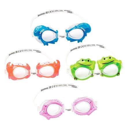 Дитячі окуляри для плавання "Бегемот" Bestway 21047, розмір S (3+), обхват голови ≈ 48-52 см, блакитні - 2