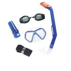 Набір 5 в 1 для плавання Bestway 24031 (маска, окуляри: розмір S, (3+), обхват голови ≈ 50 см, трубка, кейс та сумка), синій