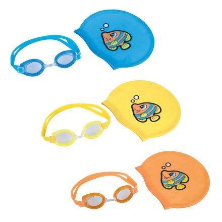 Набор 2 в 1 для плавания Bestway 26026 (шапочка, очки: размер S, (3+), обхват головы ≈ 48-52 см), оранжевый - 9