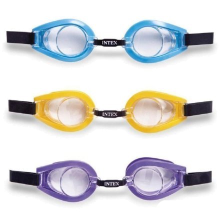 Детские очки для плавания Intex 55602, размер S (3+), обхват головы ≈ 48-52 см, голубые - 4