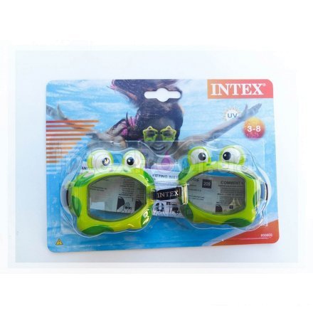 Дитячі окуляри для плавання Intex 55603 «Жаба», розмір S (3+), обхват голови ≈ 48-52 см, зелені - 6
