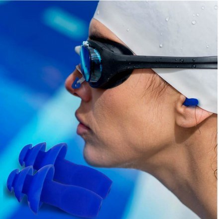 Беруші для вух, кліпса для носа Intex 55609, універсальні (8+), блакитний - 3