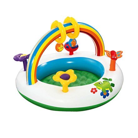 Дитячий надувний басейн Bestway 52239 «Райдуга», 94 х 56 см, з іграшками - 1