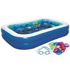 Дитячий надувний басейн Bestway 54177 «3D», 262 х 175 х 51 см, з 3-d окулярами та кристалами