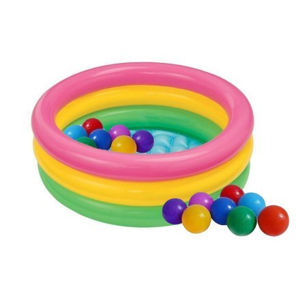 Дитячий надувний басейн Intex 58924-1 «Райдуга», 86 х 25 см, з кульками 10 шт - 1