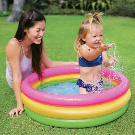 Дитячий надувний басейн Intex 58924-1 «Райдуга», 86 х 25 см, з кульками 10 шт - 2