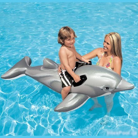 Дитячий надувний пліт для катання Intex 58539 «Дельфін», 201 х 76 см - 2