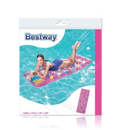 Пляжний надувний матрац з підголівником Bestway 43014, 188 х 70 см, рожевий - 8