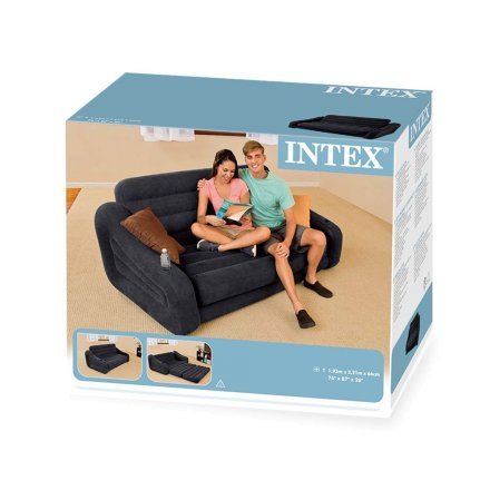 Надувной диван Intex 68566, 221 х 193 х 66 см. Флокированный диван трансформер 2 в 1 - 10