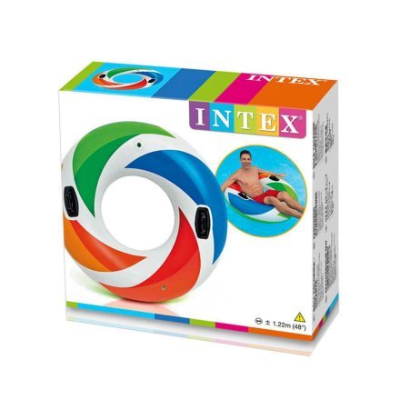 Надувной круг Intex 58202 «Цветная капля», с ручками, 122 см - 4
