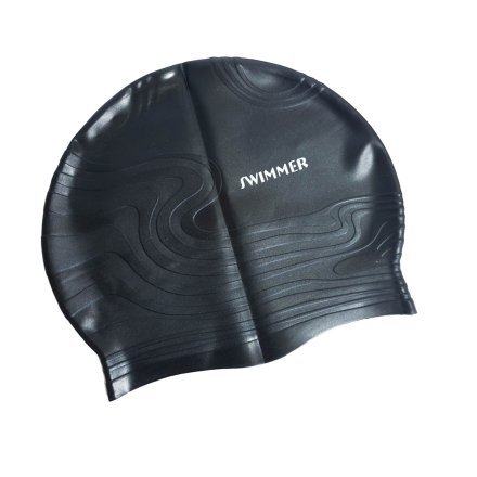 Шапочка для плавання InPool MSW013, універсальна, розмір М (8+), обхват голови ≈ 52-65 см, (22 х 19 см), чорна - 1
