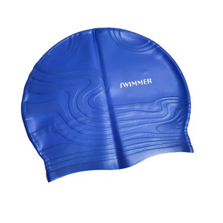 Шапочка для плавания InPool MSW013, универсальная, размер М (8+), обхват головы ≈ 52-65 см, (22 х 19 см), синяя - 1