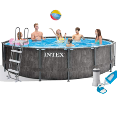 Каркасний басейн Intex 26742 - 5, 457 x 122 см (3 785 л/год, драбина, тент, підстилка, набір для догляду)