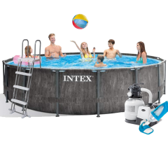 Каркасний басейн Intex 26742 - 7, 457 x 122 см (7 900 л/год, драбина, тент, підстилка, набір для догляду)