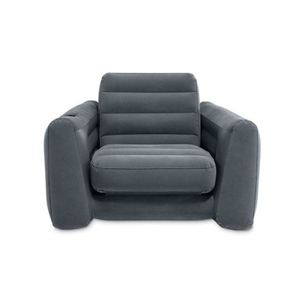 Надувне крісло Intex 66551-2, 224 х 117 х 66 см, з ручним насосом та подушкою, чорне - 2