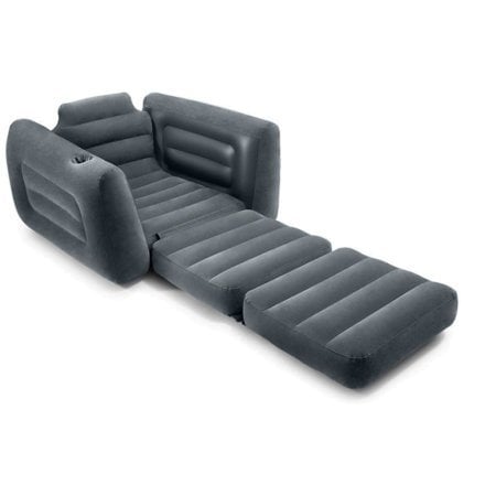 Надувное кресло Intex 66551-2, 224 х 117 х 66 см, с ручным насосом и подушкой , черное - 4