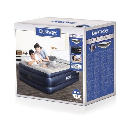 Надувная кровать Bestway 67690, 152 х 203 х 56 см (152 x 203 x 61 см), встроенный электронасос. Двухспальная, темно-синяя - 4