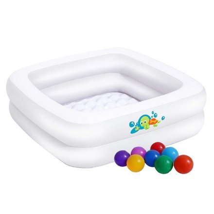 Детский надувной бассейн Bestway 51116-1, белый, 86 х 86 х 25 см, с шариками 10 шт - 1