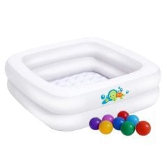 Дитячий надувний басейн Bestway 51116-1, білий, 86 х 86 х 25 см, з кульками 10 шт