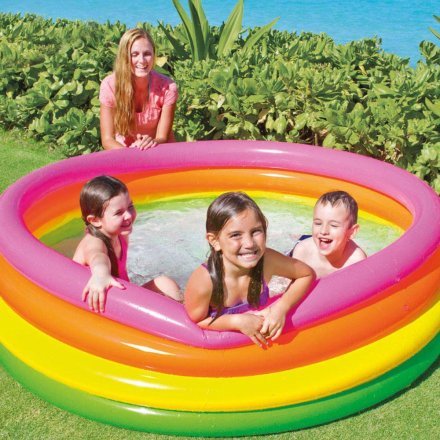 Дитячий надувний басейн Intex 56441-2 «Райдуга», 168 х 46 см, з кульками 10 шт, підстилкою, насосом - 3