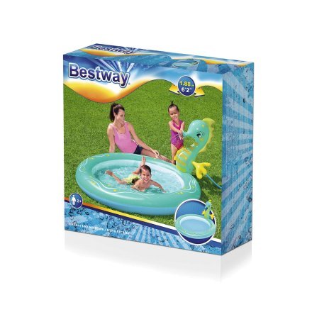 Дитячий надувний басейн Bestway 53114 «Морський коник», 188 х 160 х 86 см, з фонтаном - 7